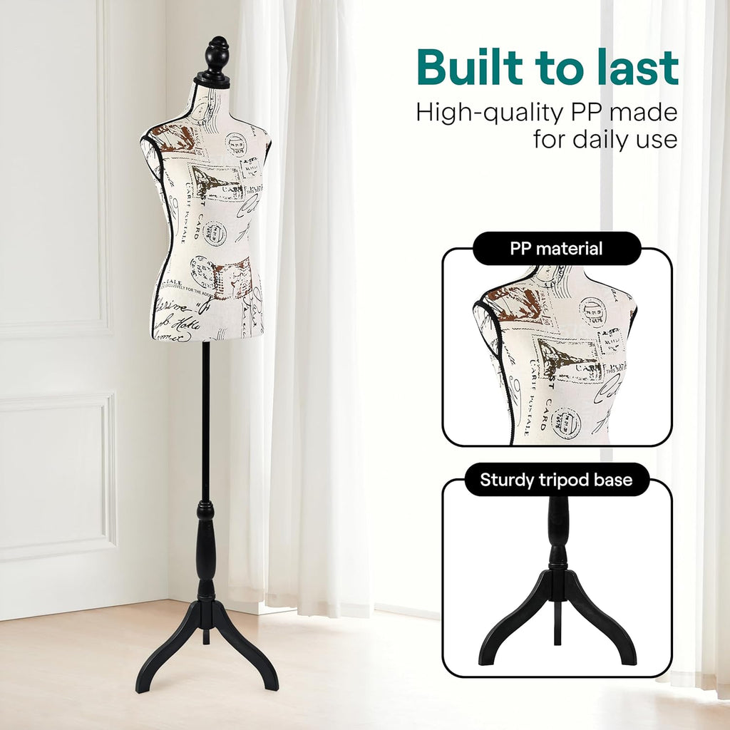 Female Torso Mannequin Display - Sturdy and Durable, Adjustable Dress Form (52-64"), Lightweight, Easy-to-Assemble