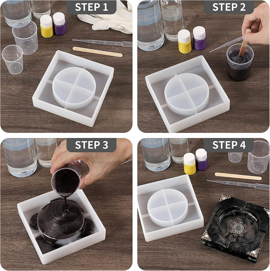 Ashtray Resin Mold and Spice Grinder Mold, Large Square Silicone Molds for Resin, Herb Grinder Mold for Resin