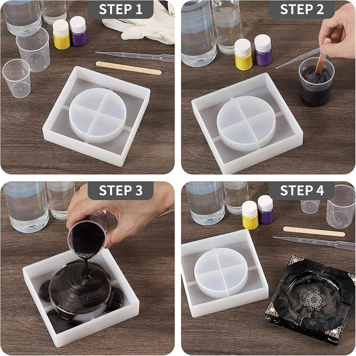 Ashtray Resin Mold and Spice Grinder Mold, Large Square Silicone Molds for Resin, Herb Grinder Mold for Resin