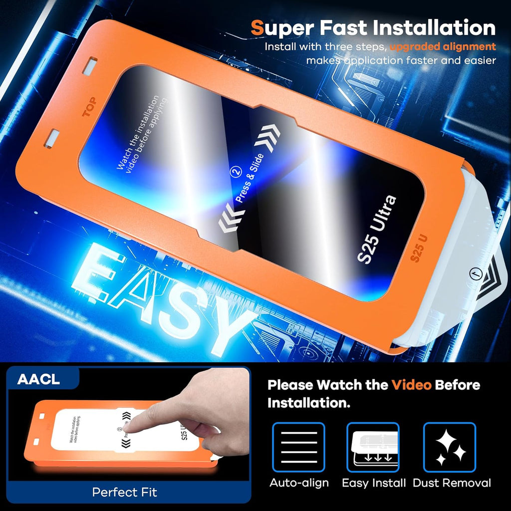 3-Pack for Samsung Galaxy S25 Ultra Screen Protector Tempered Glass, 9H Glass for S25 Ultra Screen Protector 5G