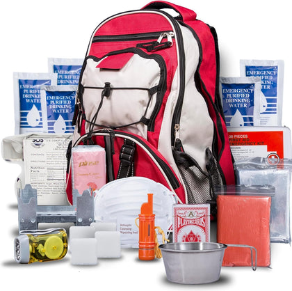Blue Seventy-Two - Pro Series - Red Deluxe 72 Hour Emergency Backpack Survival Kit for 1 Person | Survival Kits for