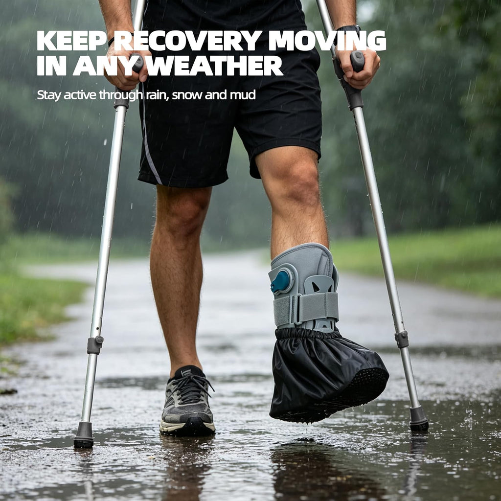 Waterproof Walking Boot Cover, Reusable CAM Boot Cover with Non-Slip Grip Sole, Fracture & Post-Op Walking Boot