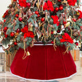 Christmas Tree Collar Red Velvet Folable Christmas Tree Ring Tree Skirt for Artificial Trees Base Stand Cover