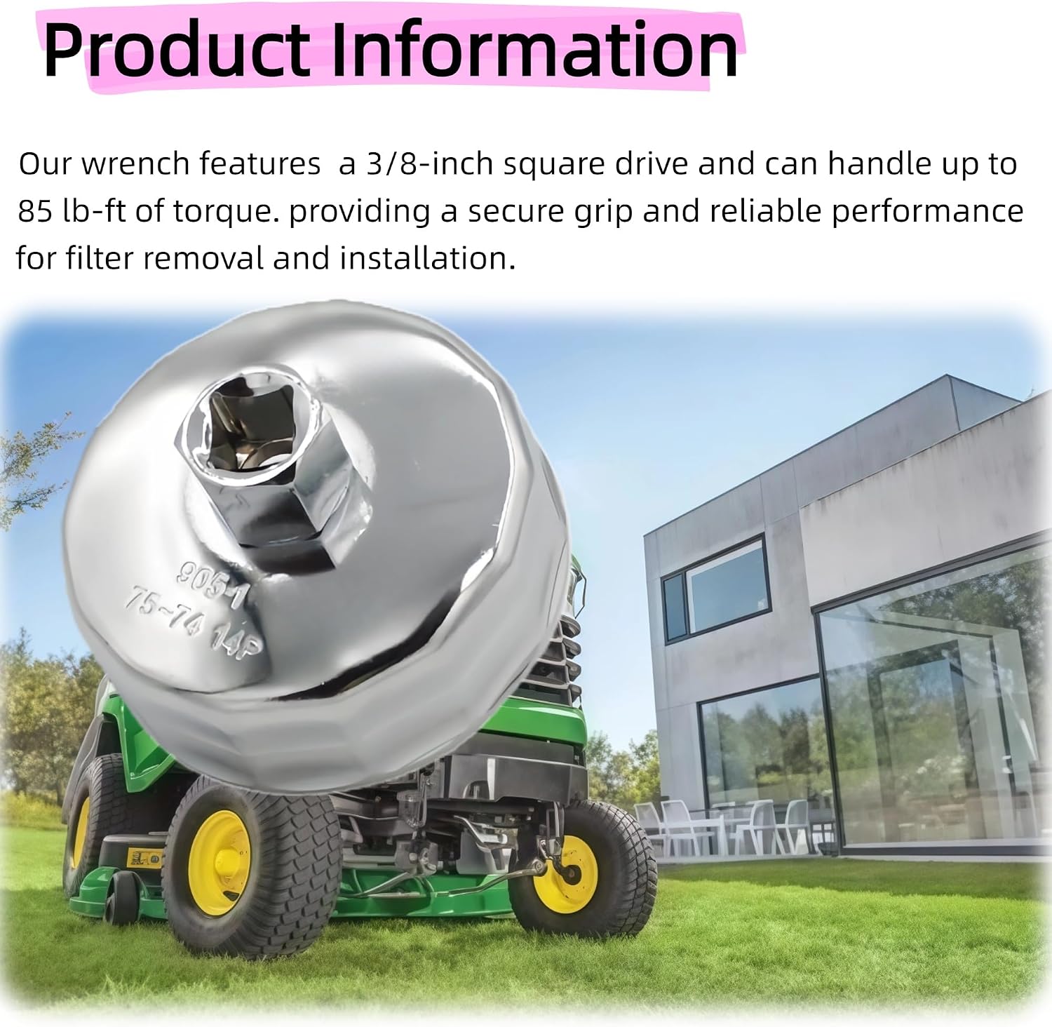 TY26640 Oil Filter Wrench, 3-Inch Cap Style for Lawn Tractors Compatible with AM125424 AM101207