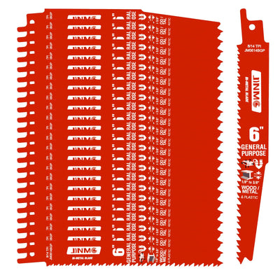 25 Pack 6 Inch 8/14TPI Reciprocating Saw Blades for Diablo Sawzall Blades