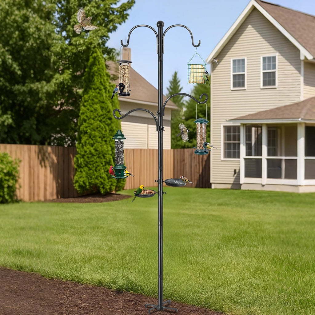 Bird Feeder Pole, Bird Feeding Station 88 Inch Shepherds Hooks for Outdoor Heavy Duty 1 Inch Dia Humming Birds Feeder