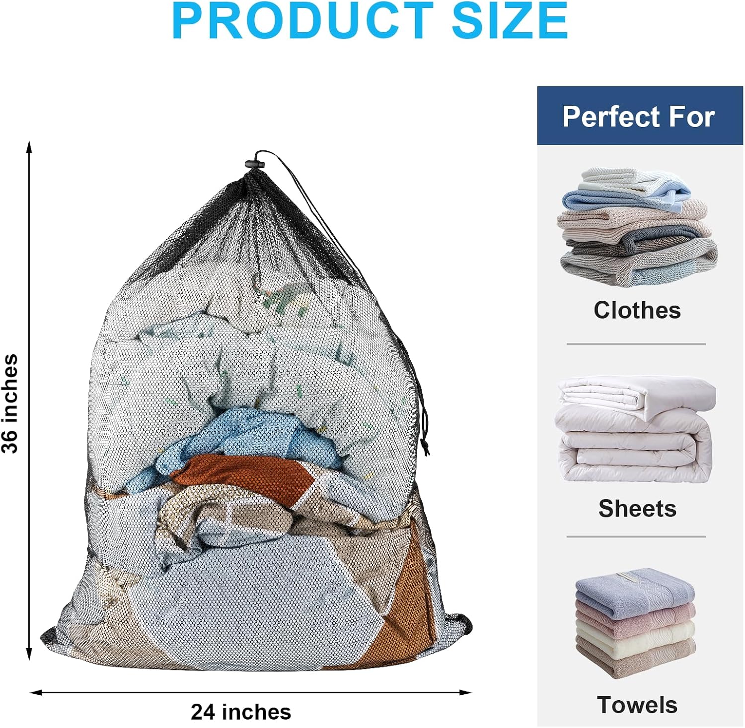 Large Mesh Laundry Bags: 2 Pack 24" x 36" Heavy Duty | Soft Breathable, Machine Washable