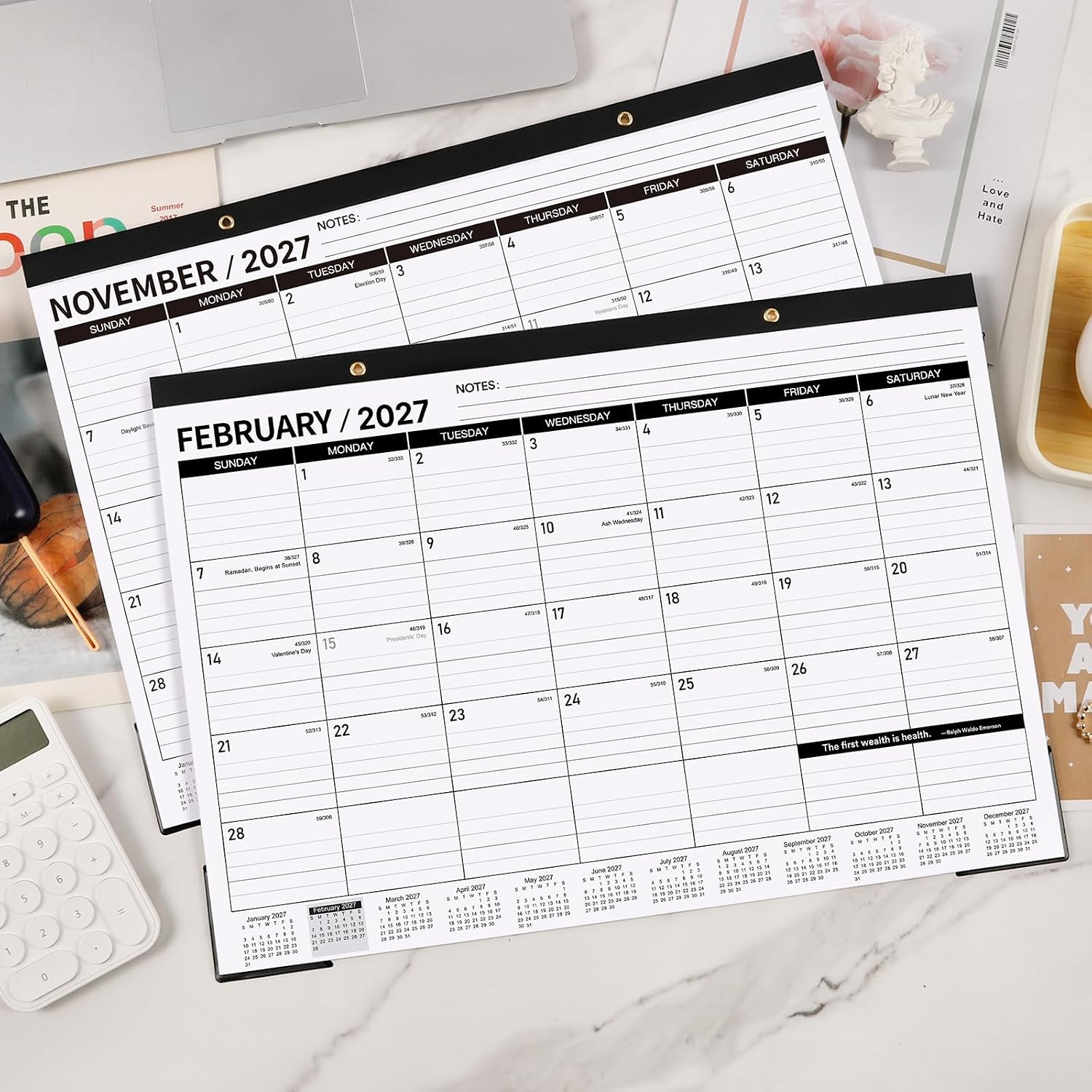 2027 Desk Calendar - JAN. 2027 - DEC 2027, 12 Months Large Desk Calendar 2027, 17" x 12", Desk Pad, Large Ruled