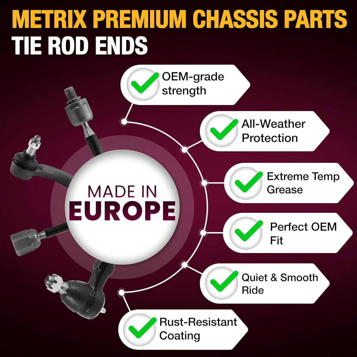 Metrix Premium Chassis Parts Outer Tie Rod End Kit Fits Pontiac Vibe