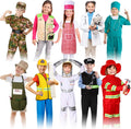 10 Set Dress up Clothes for 3-8 Years Old Washable Construction Policeman Fireman Doctor Chef Gardener Explorer