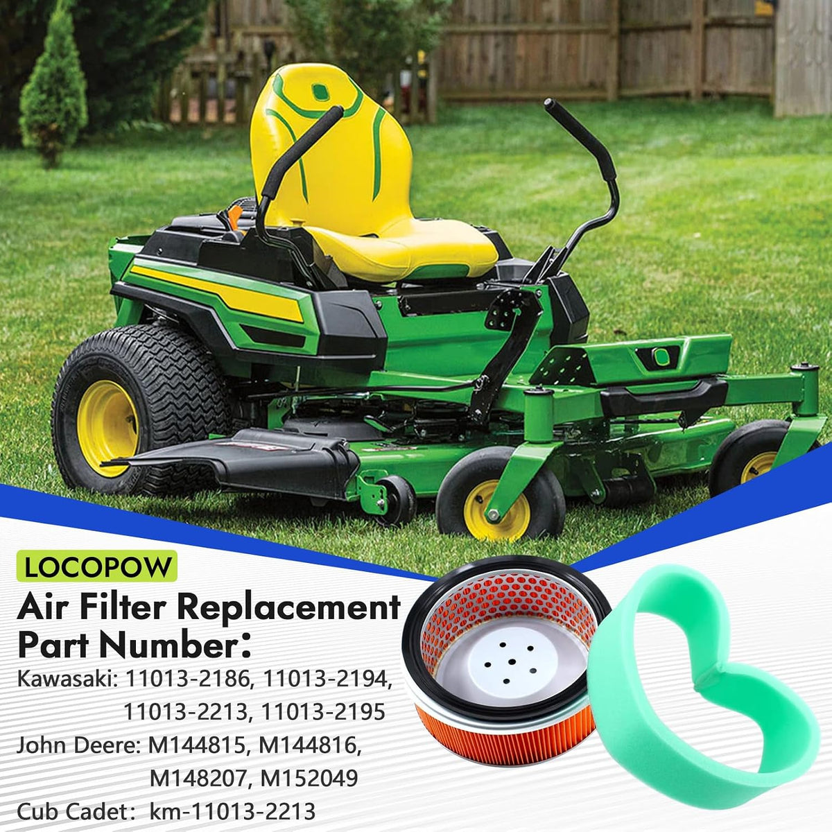 LOCOPOW 11013-2213 M144815 Air Filter Fits Kawasaki FD750D FD711D Fits John Deere X475 X485 X575 X585 X700 X720 X724 X728 X729 11013-2186 11013-2195 M144816 M152049