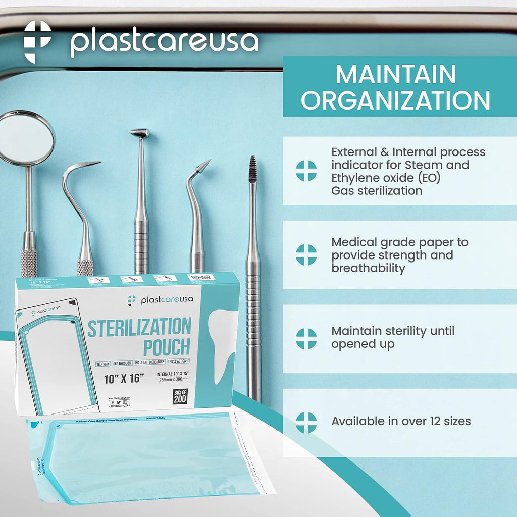 200 10"x16" Large Sterilization Pouches to Sterilize and Autoclave Instruments