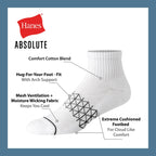 Men's Absolute Active Cushioned Ankle Socks, Moisture Wicking Socks, Seamless Toe, 4-Pack