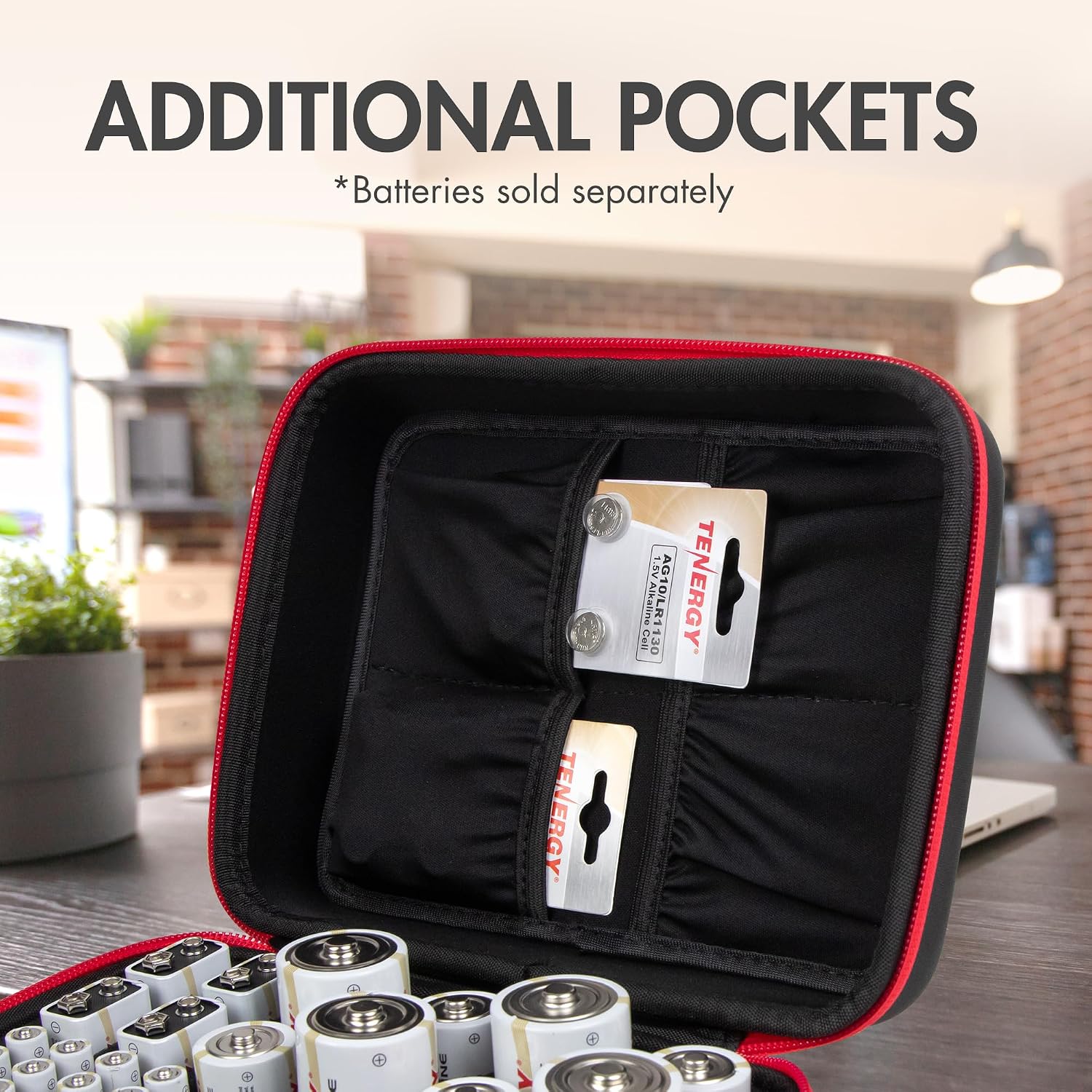 Battery Organizer Storage Case with Battery Tester, Holds 60 Batteries AA AAA C D 9V (Batteries not Included)