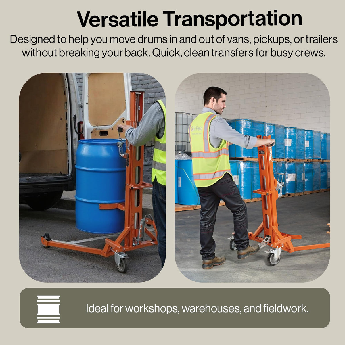 Hydraulic Drum Lift for 55-Gallon Drums, 550 LB Capacity