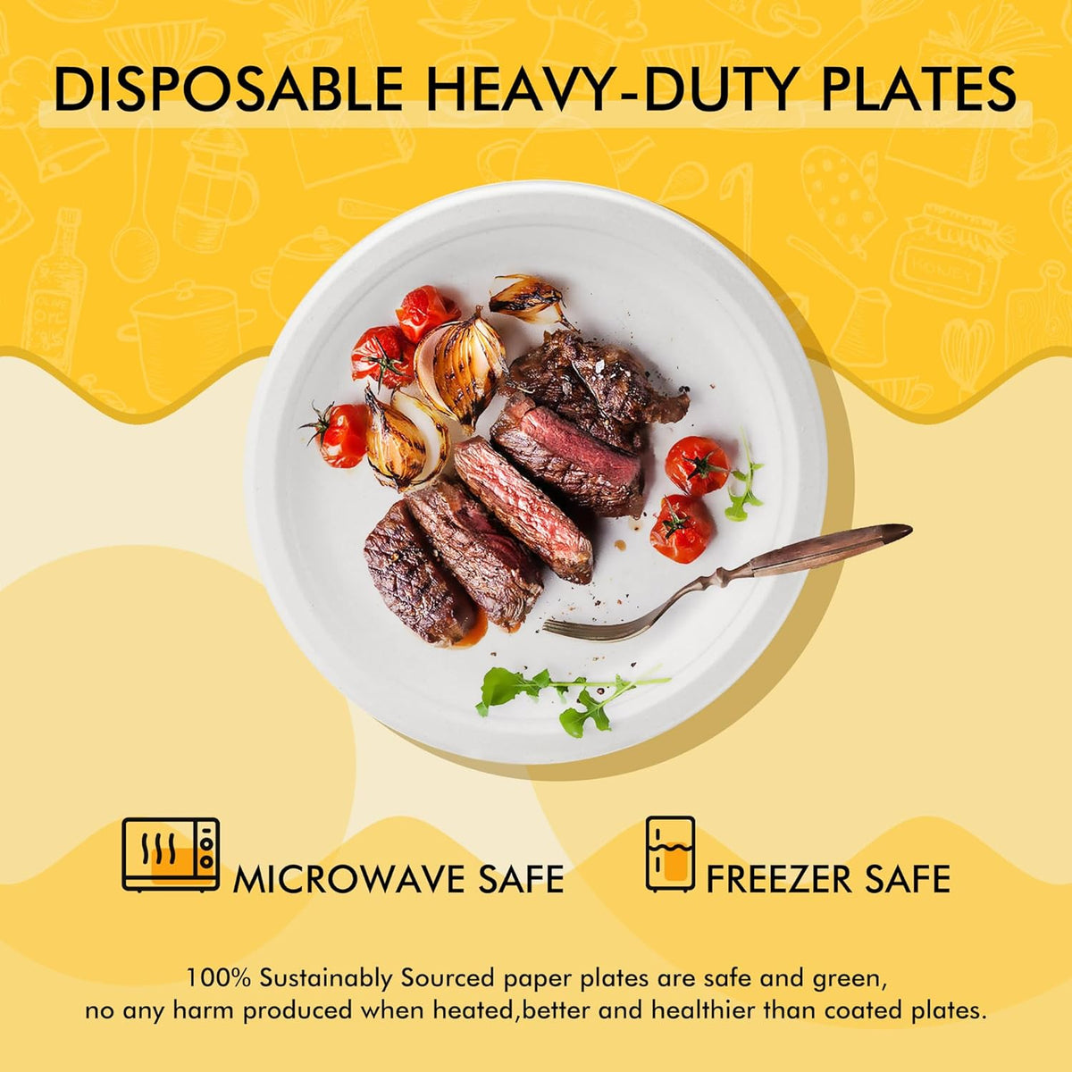 Compostable Paper Plates 9 Inch [125 Pack]
