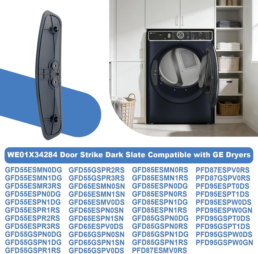 WE01X34284 Door Strike Dark Slate Compatible with GE Dryers Door Latch GFD35ESPY0DS GFD55ESMN0DG GFD65ESMN0SN GFD85ESMN0RS PFD87ESMV0RS, Replace WE01X30017 PS16742773 AP7193619