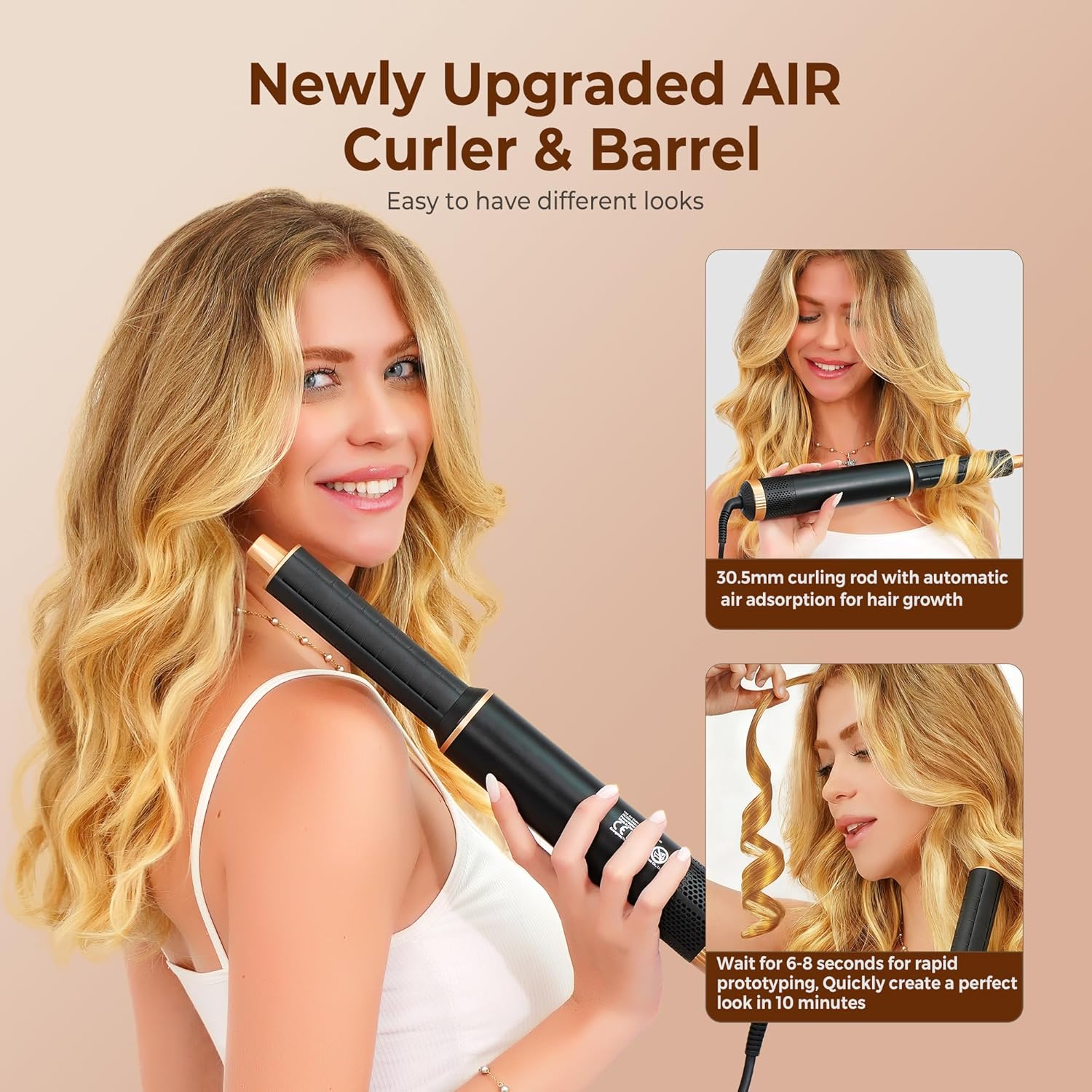 5 in 1 Blow Dryer Brush Set, Detachable Hot Air Styler & Hair Dryer Brush for Women, Negative Ion Blowout Brush with
