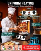 Shawarma Grill Machine - Gas Vertical Rotisserie with 2 Burners and Drip Pan for Home Use, Stainless Steel Rotating