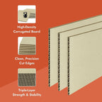 Corrugated Cardboard Sheets Rigid Triple-Layer Corrugated Board, Precision Cut Edges for DIY, Classroom Projects