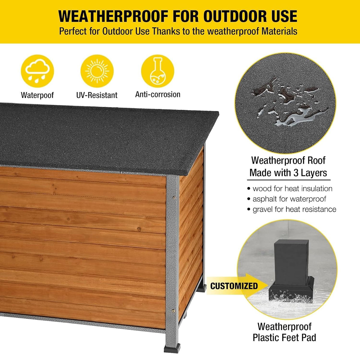 Dog House Outdoor & Indoor Wooden Dog Kennel for Winter with Raised Feet Weatherproof for Small & Medium & Large