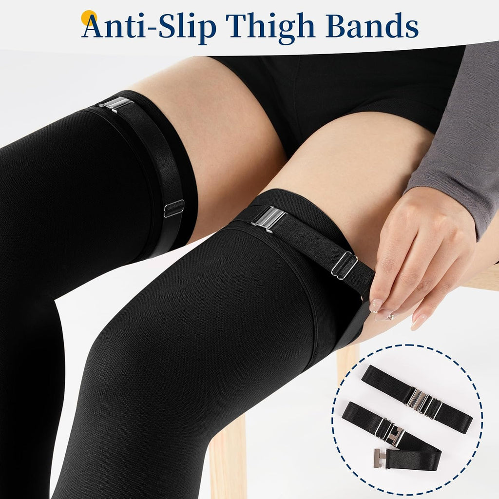 20-30mmHg Thigh High Compression Stockings for Women & Men, Footless Over the Knee Compression Socks with Silicone