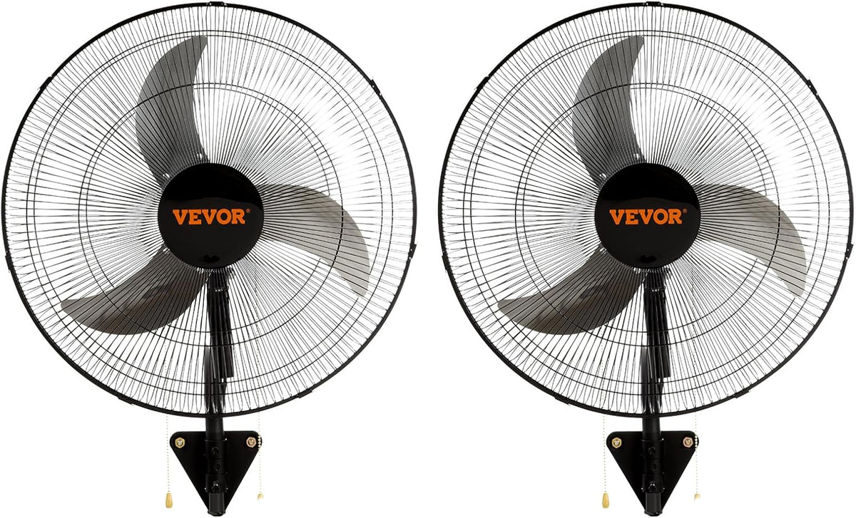 VEVOR 18 Inch Wall Mount Fan, Oscillating, 3-Speed, 4000 CFM, 2 Pack