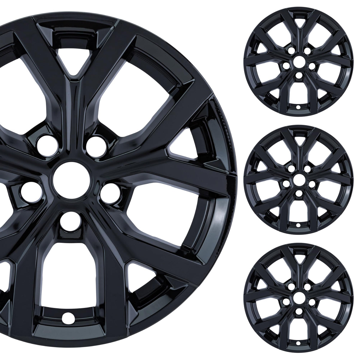 18" Gloss Black Wheel Skin Set Compatible with Jeep Grand Cherokee L