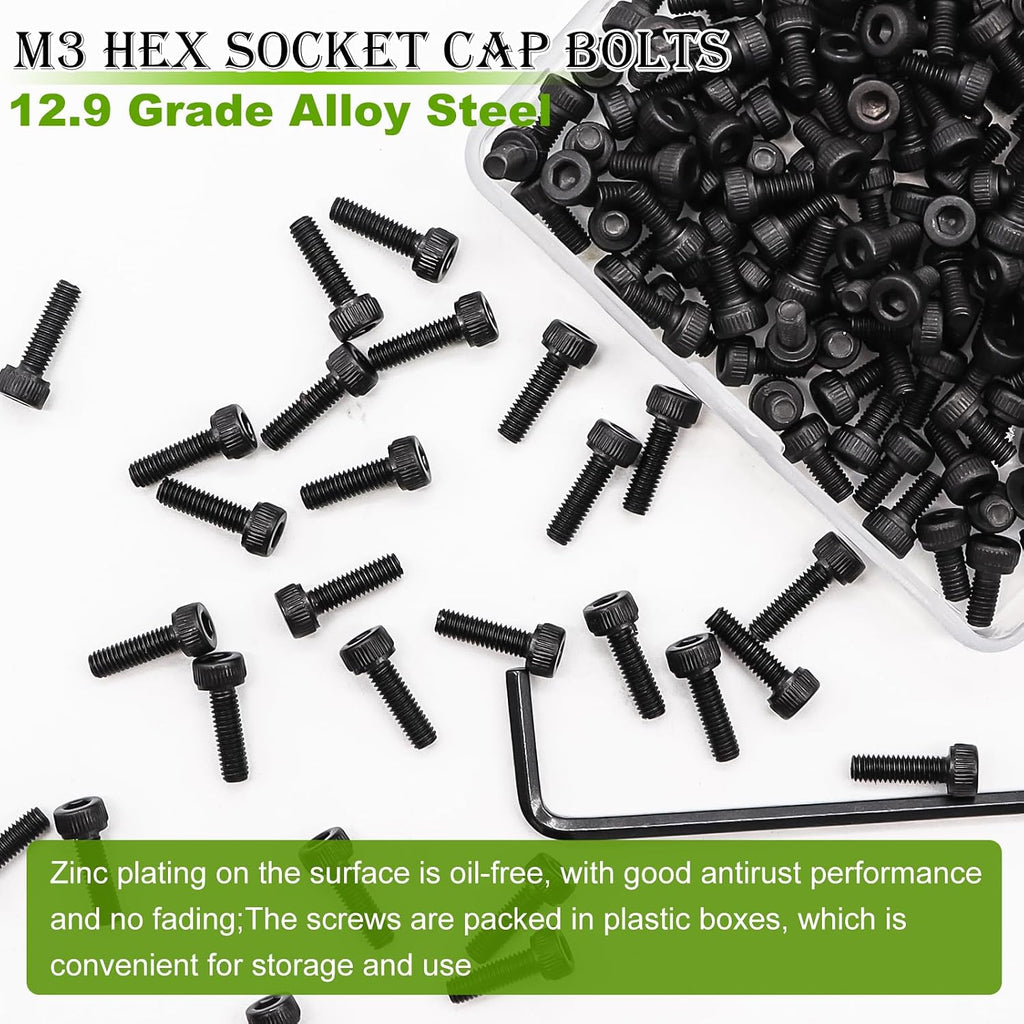 mxuteuk M3 x 8mm Screws,12.9 Grade Alloy Steel,Hex Socket Head Cap Screws Suitable for 3D Printer(150PCS)