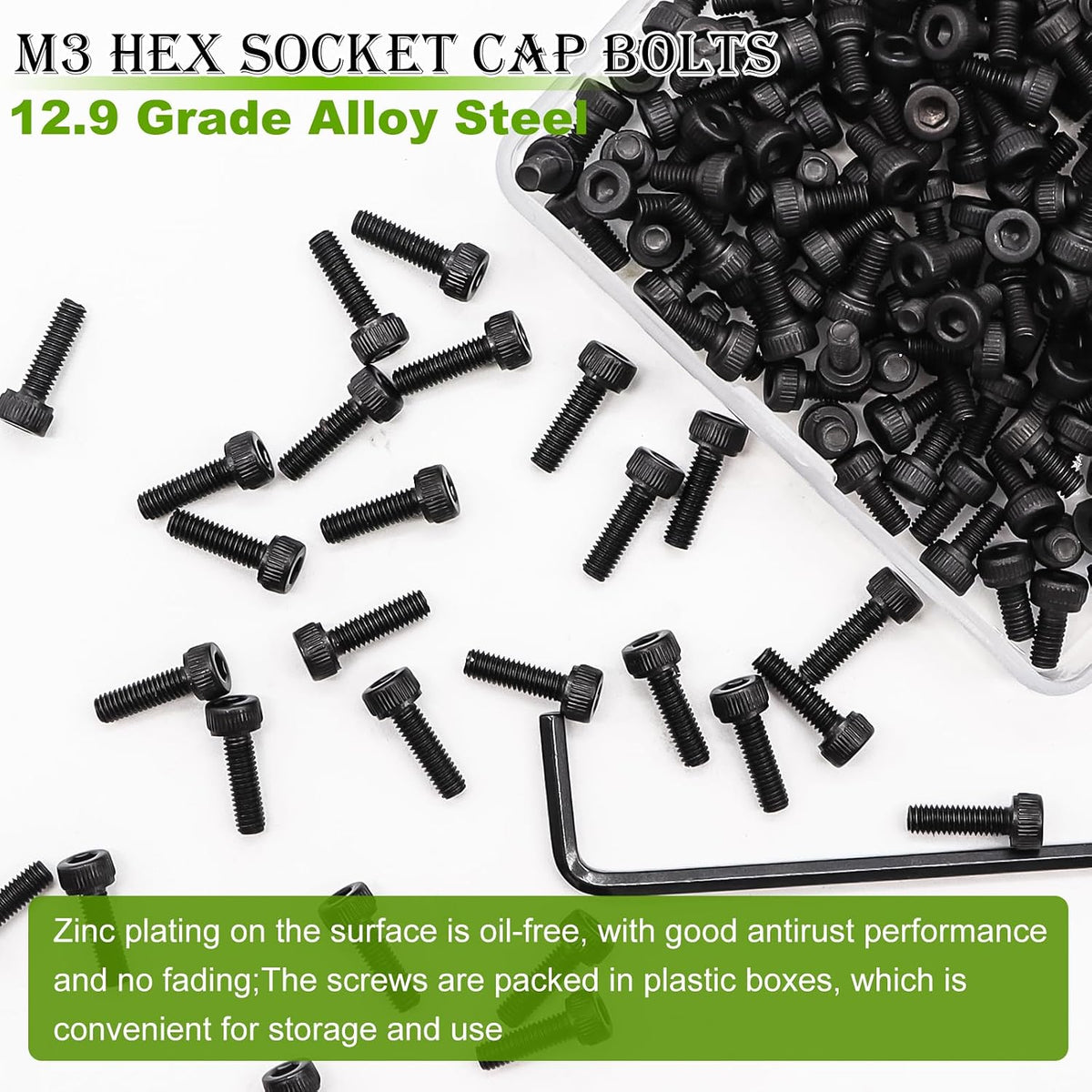 mxuteuk M3 x 8mm Screws,12.9 Grade Alloy Steel,Hex Socket Head Cap Screws Suitable for 3D Printer(150PCS)