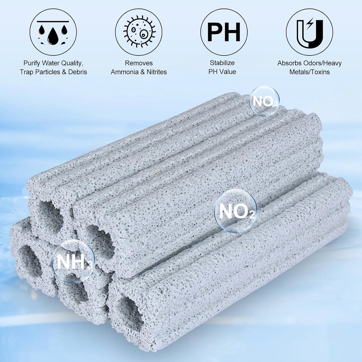 Ceramic Bio Filter Media for Aquarium Sump Canister Pond Fish Tank, Vast Surface Area (6.2" Length / 90pcs)