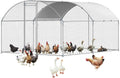 Large Metal Chicken Coop with Run, 13.1 x 9.8 x 6.5 ft Walkin Chicken Coop for Yard with Waterproof Cover, Dome Roof