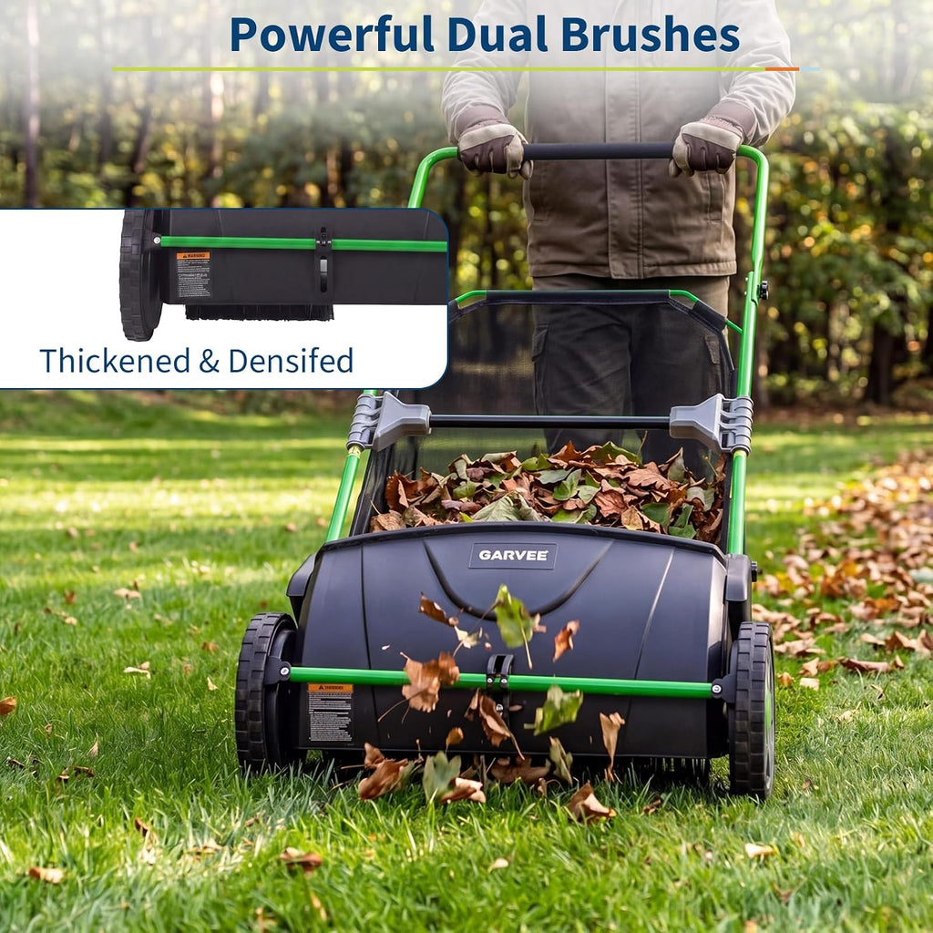 21-Inch Push Lawn Sweeper, Heavy Duty Manual Leaf & Grass Collector with 3.5 Cu. ft. Large Hopper Bag, Adjustable