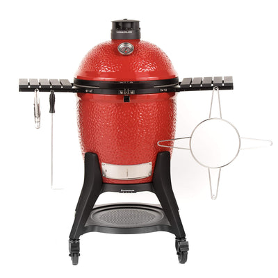 Classic Joe Series III 18-inch Charcoal Grill & Smoker, Red, with Cart, Side Shelves, Grill Gripper, and Ash Tool, 3