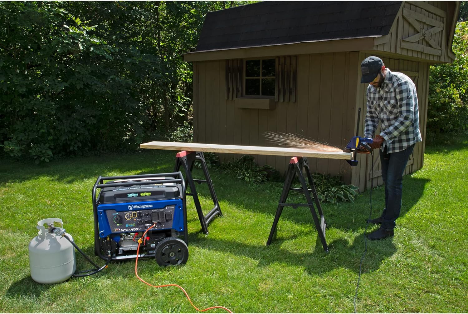 9500 Peak Watt Dual Fuel Home Backup Portable Generator, Electric Start, Transfer Switch Ready, Gas & Propane