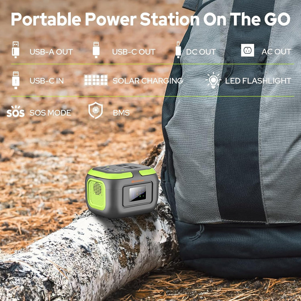 Portable Power Station 120W, 97.6Wh Backup Battery Solar Power Bank Generator with AC Outlets & USB-C Input,Portable