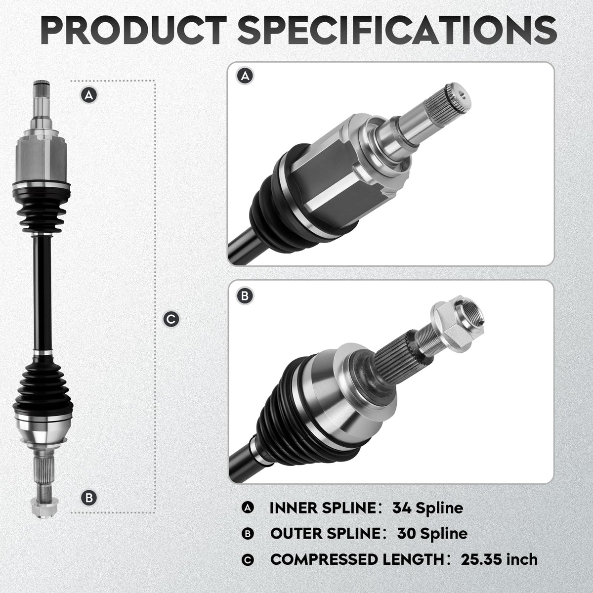 ILONPA NEW Front Left CV Axle Shaft Assembly Driver Side CV Joint