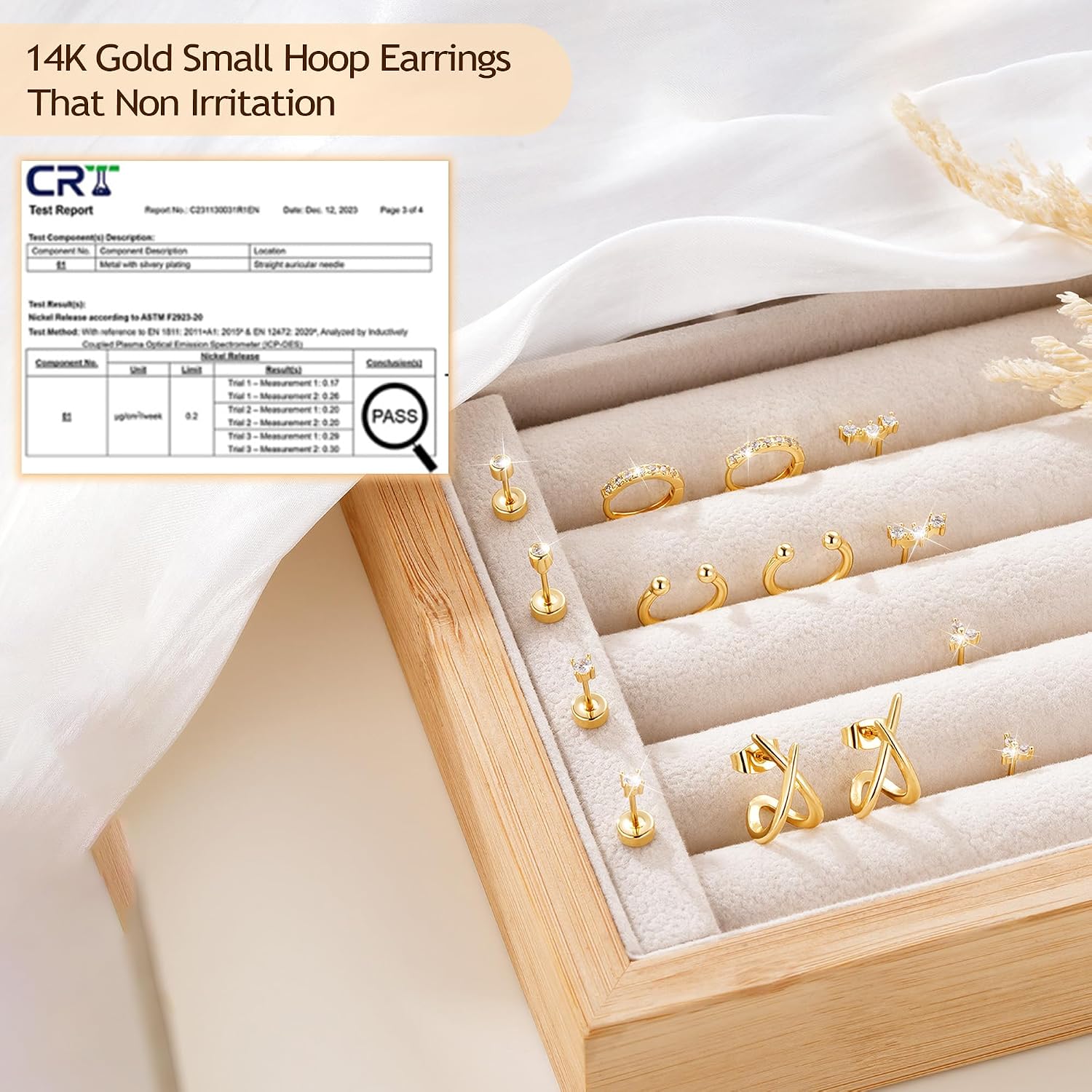 7 Pairs Gold Earrings for Women - Hypoallergenic 14K Gold Plated Stud & Hoop Cartilage Earring Sets Lightweight Helix