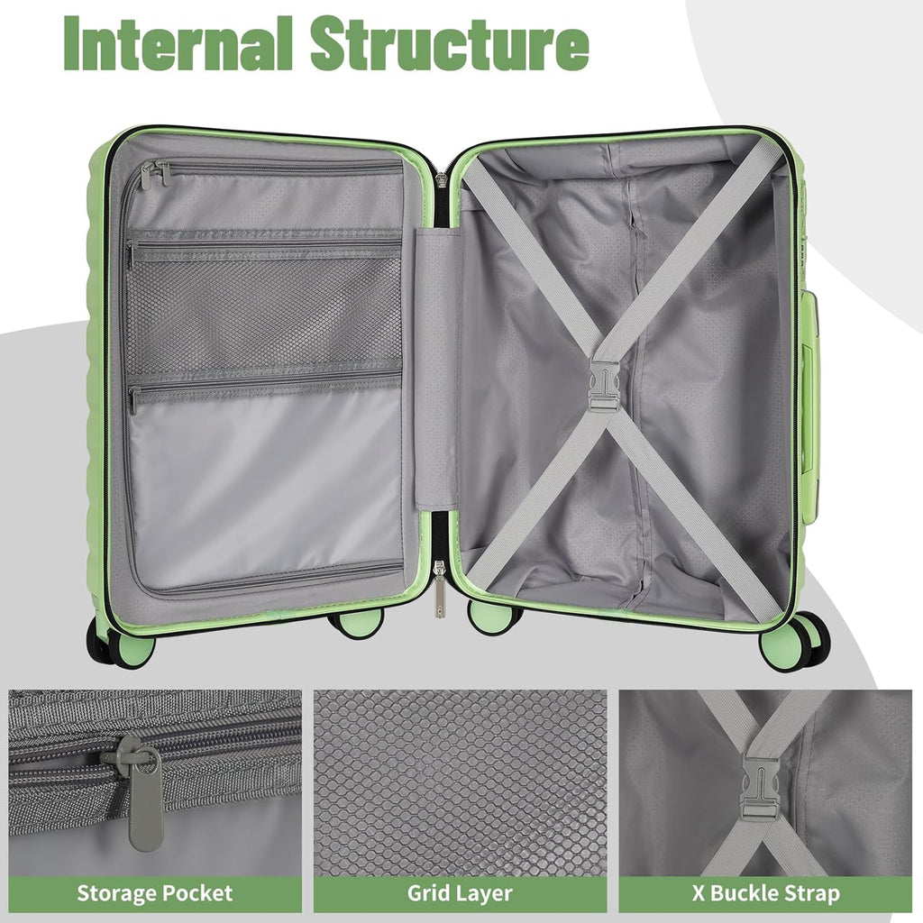 Lightweight Luggage with Spinner Wheels & YKK Zipper, 3-Piece Travel Suitcase ABS+PC Hardshell Luggage Set with TSA