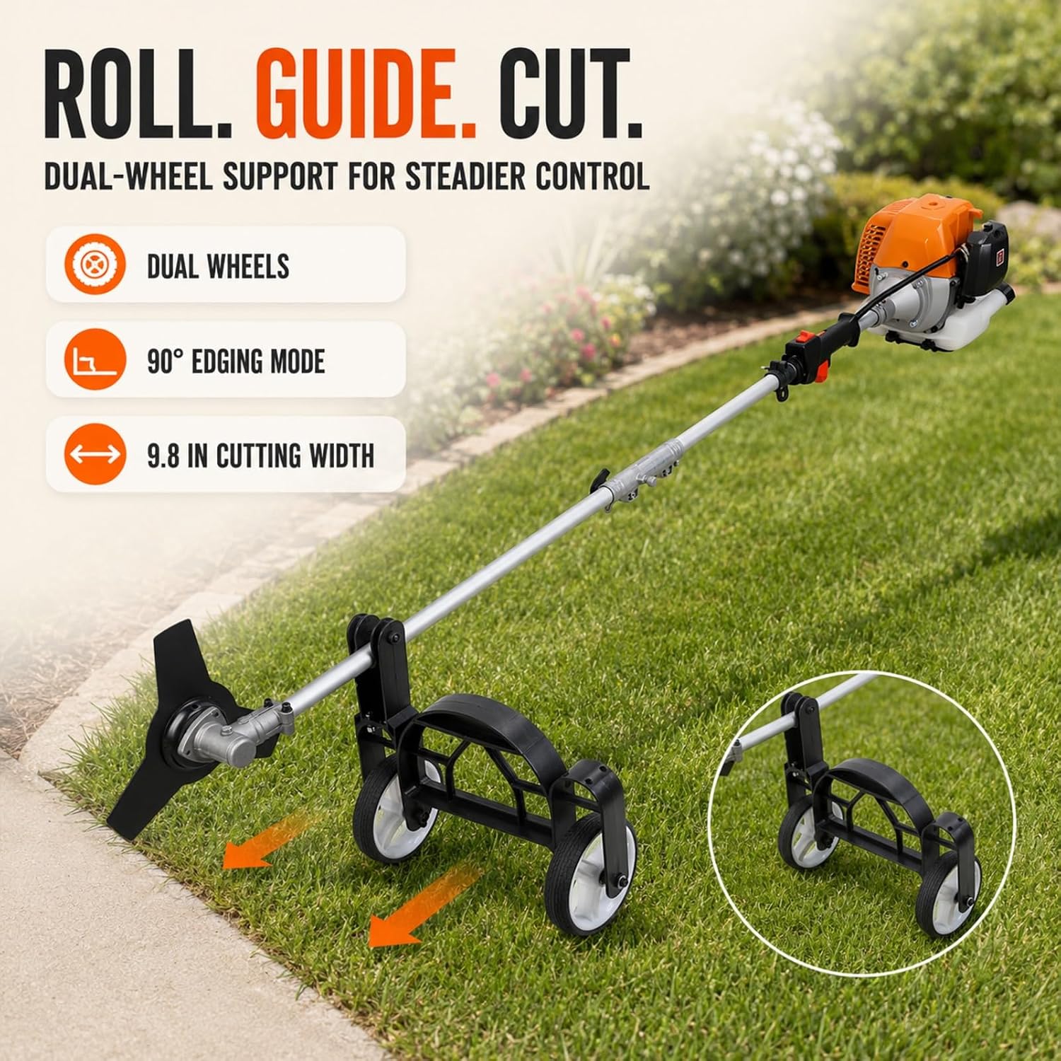 Gas Weed Eater 52cc 8-in-1, Brush Cutter, Hedge Trimmer and Pole Saw (Orange-2026)