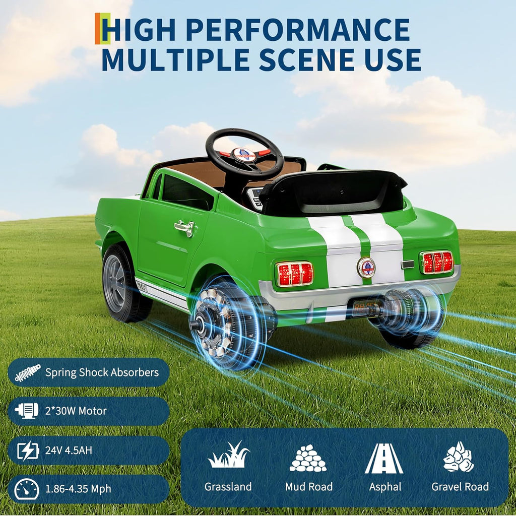 24V 2 Seater Ride on Licensed Shelby GT350, Battery Powered Ride on Toys for Kids with Remote Control, Ford Shelby
