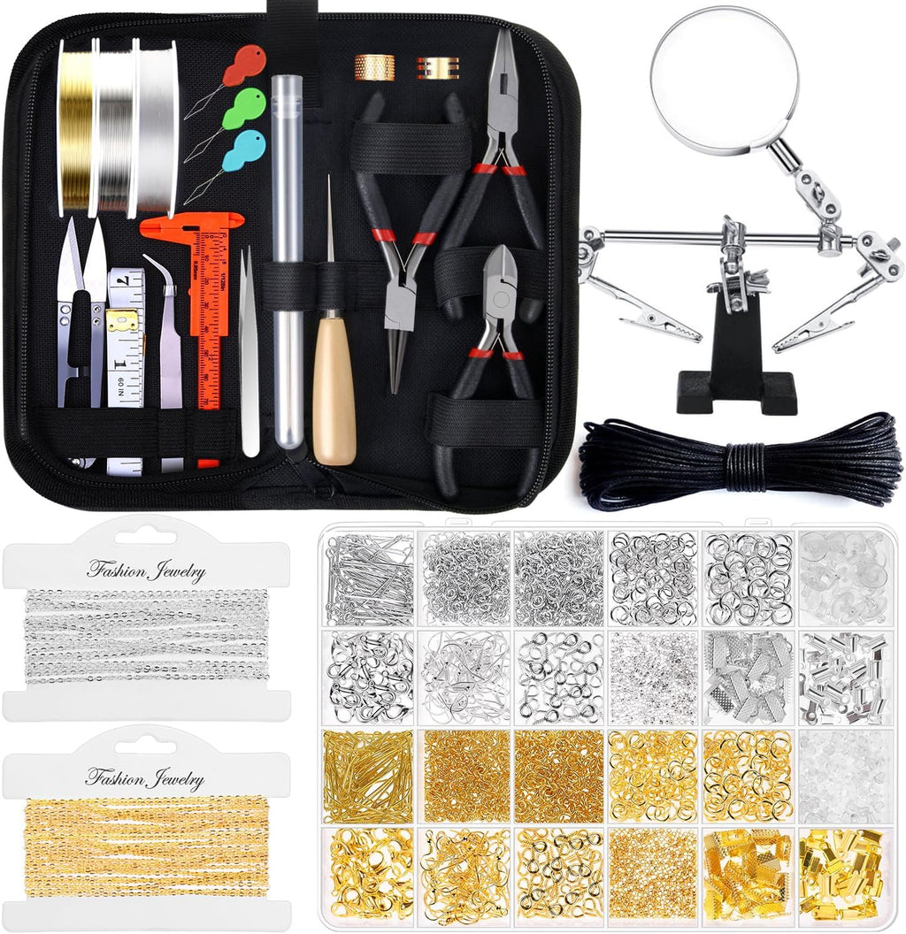 1857 Pcs Jewelry Making Supplies Kit for Adults, Jewelry Making Tools with Earring Hooks, Findings, Wires, Chains and