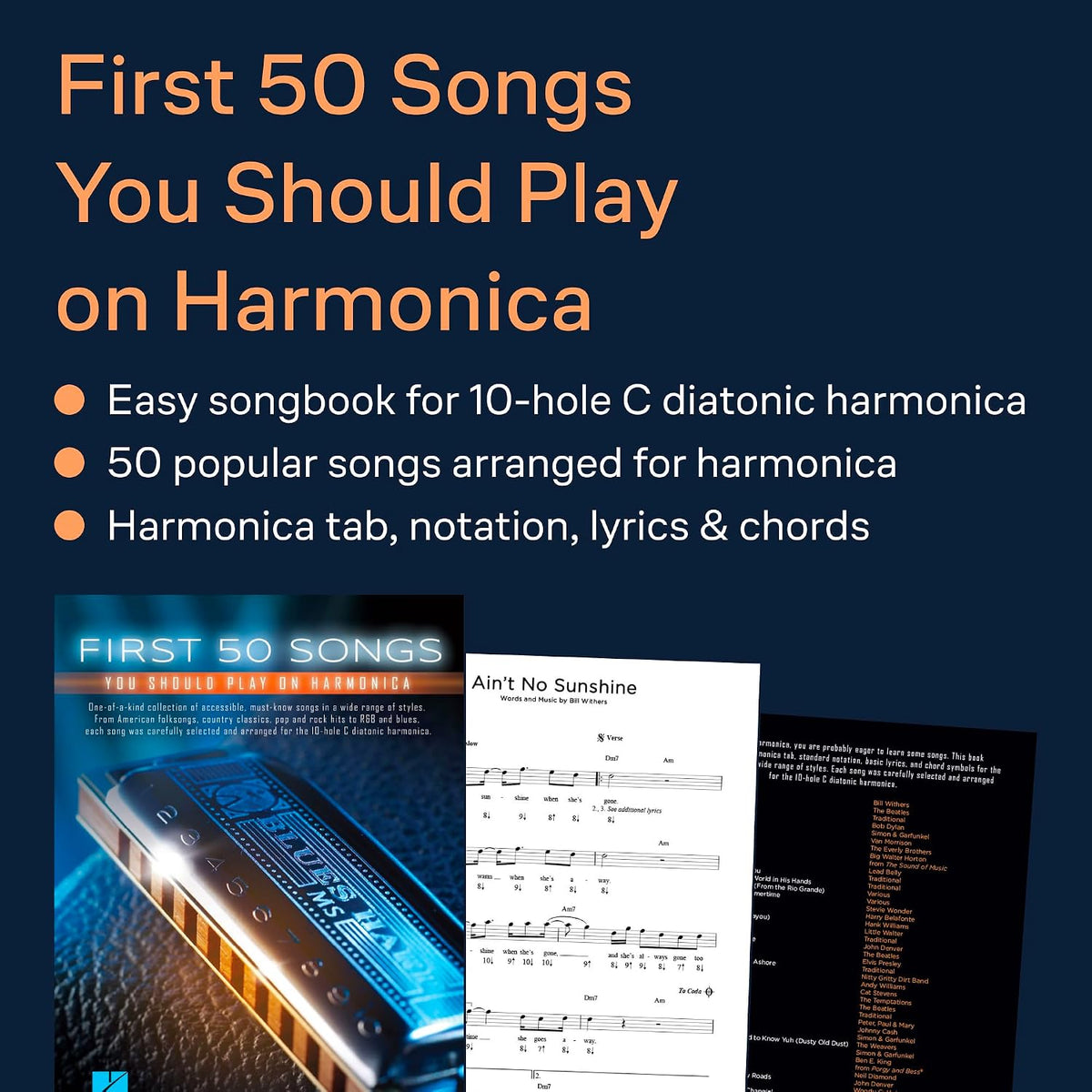 First 50 Songs You Should Play on Harmonica | Easy Songbook for Beginners to Learn over 50 Folk,Pop and Classic Rock