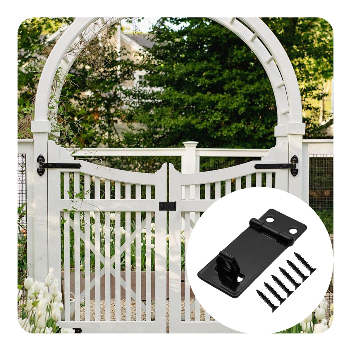 6PCS 2 Inch Padlock Hasp Latch, Black Iron Door Slide Bolt Lock Security Gate Clasp Hardware with Screws for Home