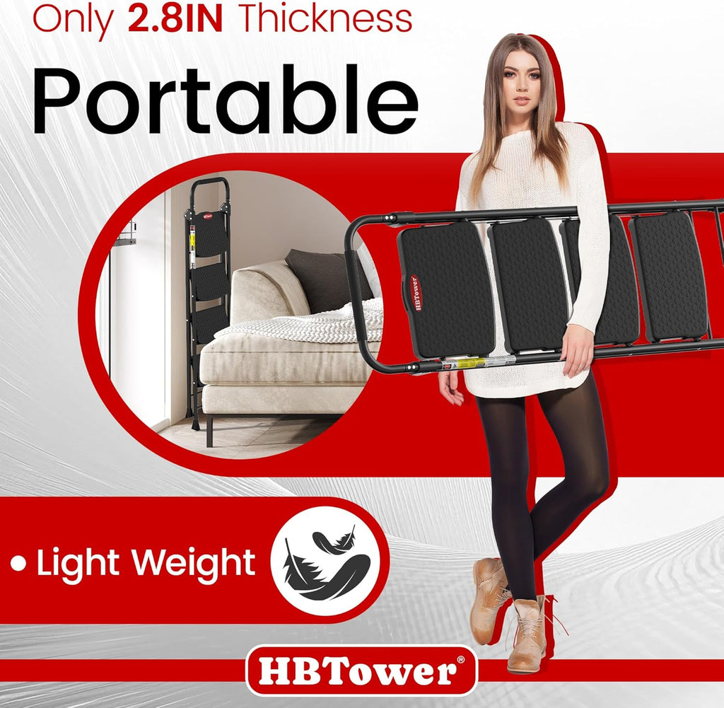 4 Step Ladder, Step Stool Foldable with Wide Anti-Slip Pedal, Sturdy Steel Ladders for Home Adults Kitchen