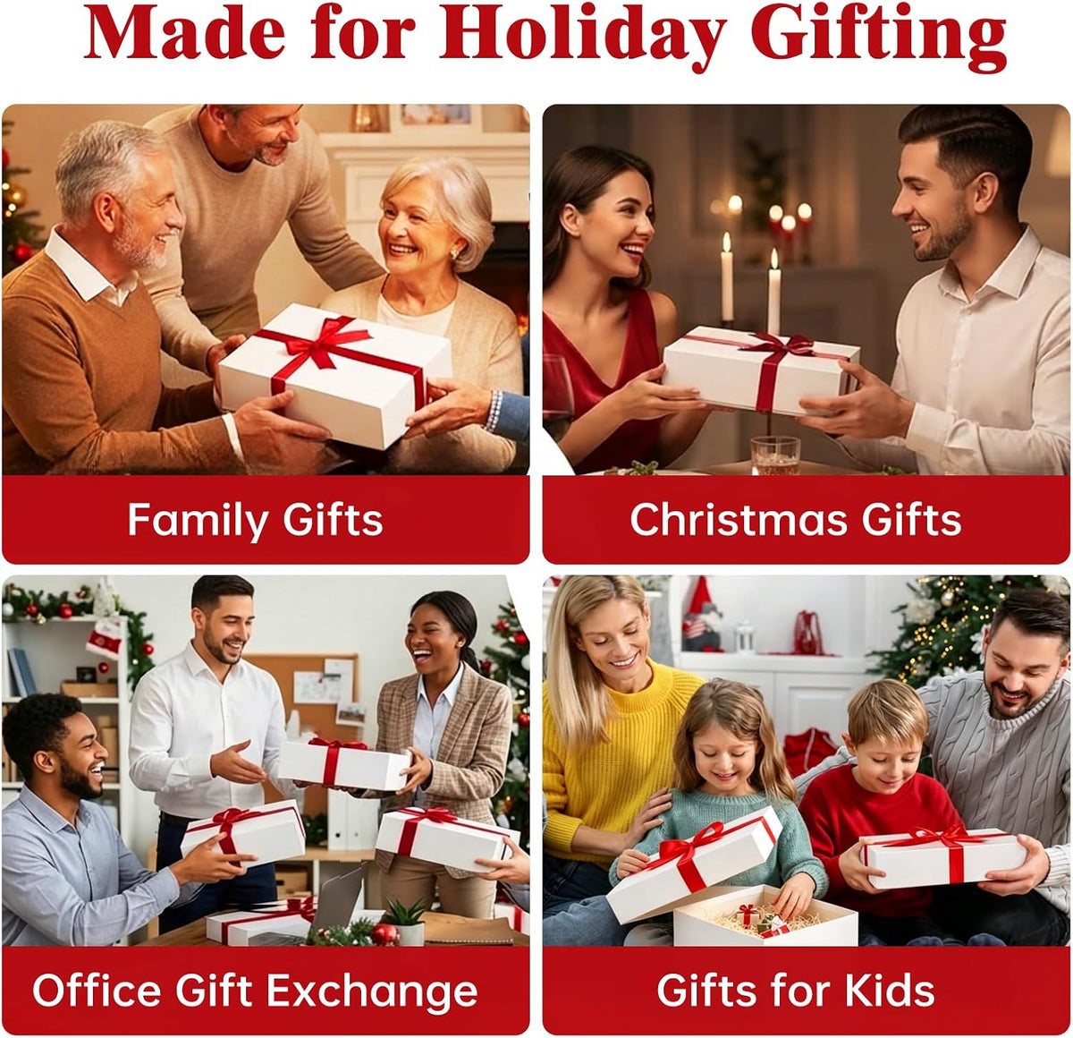 Gift Boxes with Lids for Presents, 14-Pack 17x11x4 Shirt Boxes with Ribbon