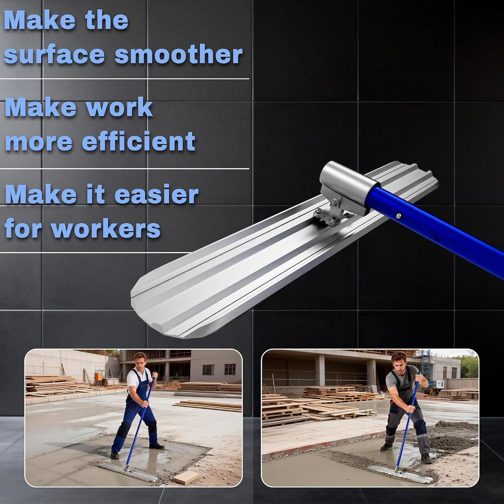 Bull Float Concrete Tools, 48"×8" Magnesium Aluminum Alloy Concrete Float | 4 Combinable Handles, Trowel, Concrete