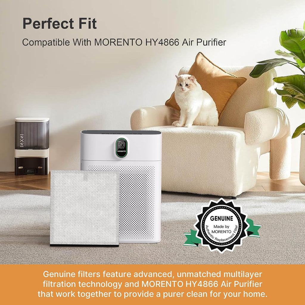 MORENTO Genuine 4 Pack HEPA HY4866 Replacement Filter, Enhanced Version