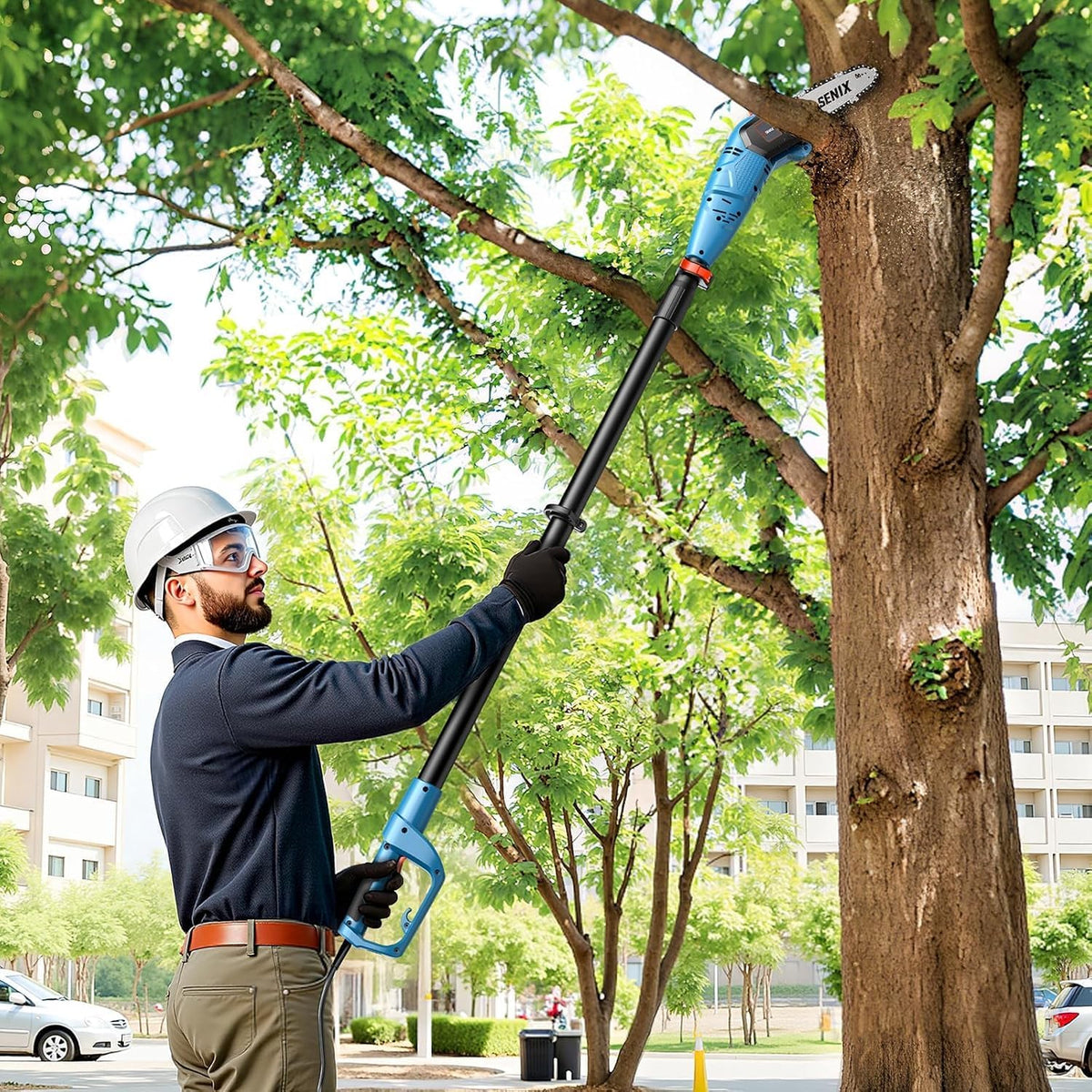 Corded Electric Pole Saw, Electric Telescoping Pole Saw with 8-Inch Bar & Chain, Adjustable Extension Tree Trimmer