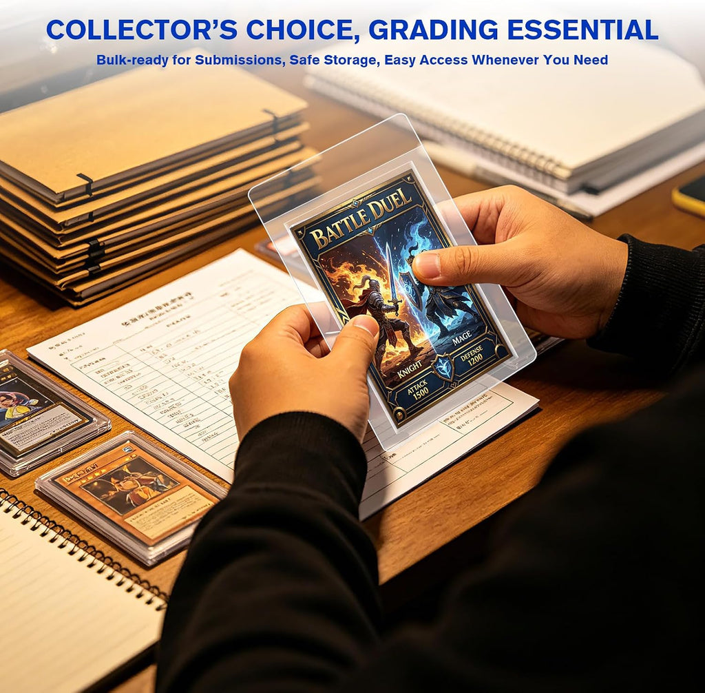 50ct Semi Rigid Card Holders & Sleeves - Trading Card Savers for Grading | Semi rigid Card Holder Protect Sleeves for